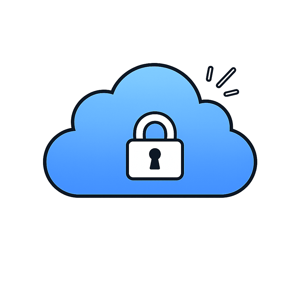 A cloud sheltering a key with a lock